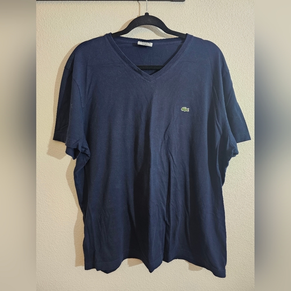 Lacoste Men's Navy Blue V-Neck T-Shirt